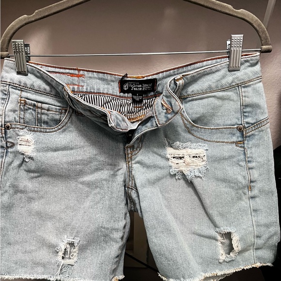 Volcom Blue Jean Shorts Distressed Cut-Off Style - Picture 1 of 3